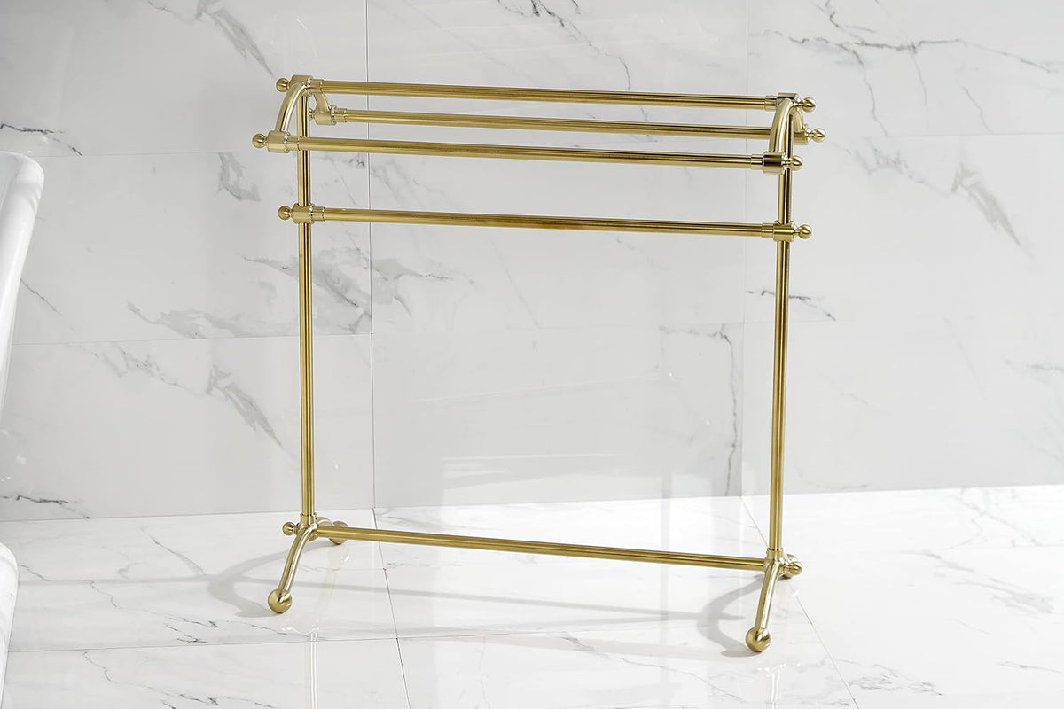 Kingston Brass CC2297 Vintage 30-Inch Freestanding Towel Rack, Brushed Brass