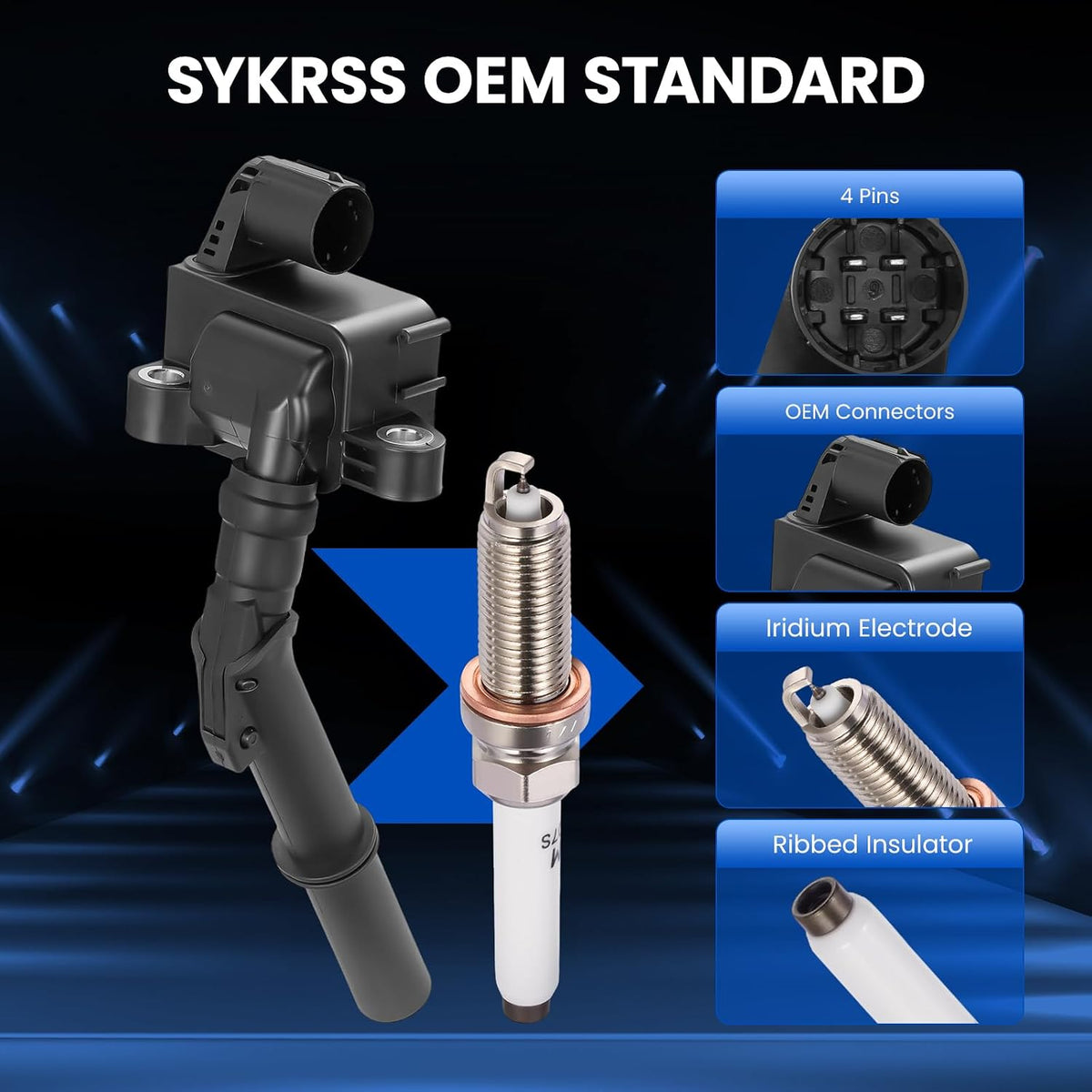 Ignition Coils UF741 & Spark Plugs 95875 Fit for Mercedes-Benz C300 C350 E300 E350 E400 2012-2014 3.5L V6 - Replaces 2769060501, 2769063700 (6PCS)