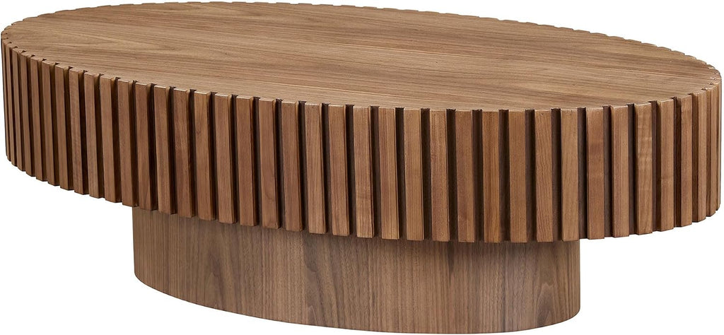 KEVINSPACE Coffee Table Oval 43.7' Wood CoffeeTable for Living Room Farmhouse CoffeeTable Mid-Century CoffeeTable Modern Sofa SideTable Home Furniture Small Space Office Apartment Walnut