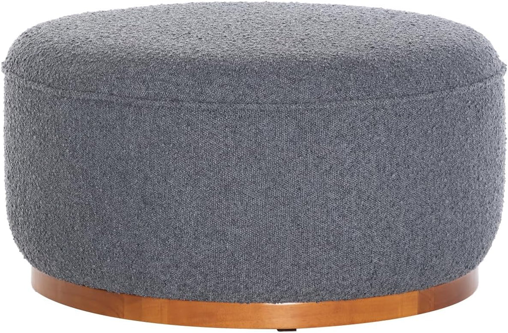 Round Ottoman Coffee Table 30' Premium Fabric upholstered Coffee Table with high Density Foam and Solid Wood Frame, Stylish and Practical Living Room Furniture, Grey