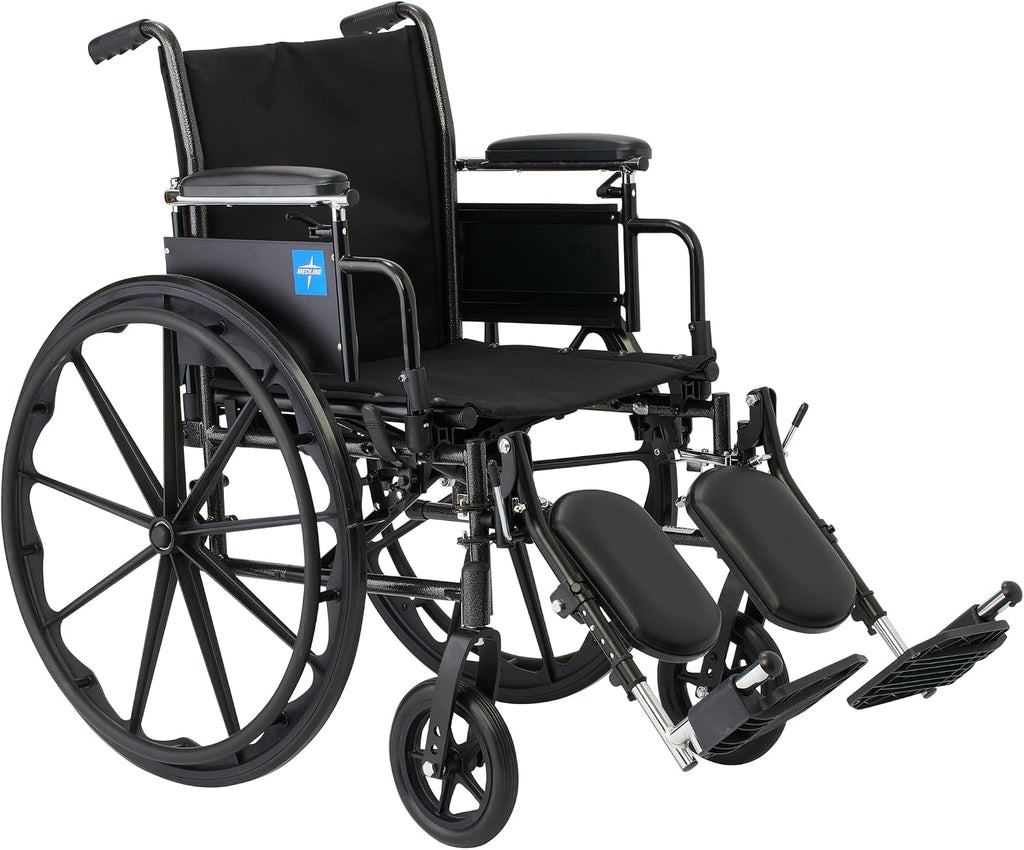 Medline K3 Guardian Wheelchair, 18' Wide Seat, Height-Adjustable Arms, Elevating Leg Rests - Lightweight, Foldable Mobility Aid for Enhanced Comfort and Independence