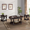 Solid Wood Coffee Table Set for Living Room, Coffee Table & 2 End Side Table 3-Piece Set with Open Storage for Office Apartment Espresso
