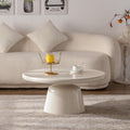 White Round Coffee Table Modern Circle Center Table Circular Coffee Tables with Stable Pedestal, for Living Room, Bedroom, Farmhouse Outdoor Patio (N31.5)