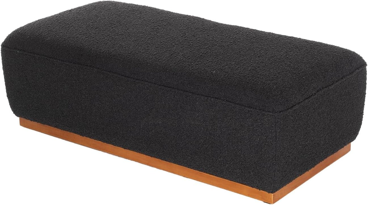 Rectangular Ottoman Coffee Table 30' Premium Fabric upholstered Coffee Table with high Density Foam and Solid Wood Frame, Stylish and Practical Living Room Furniture, Black