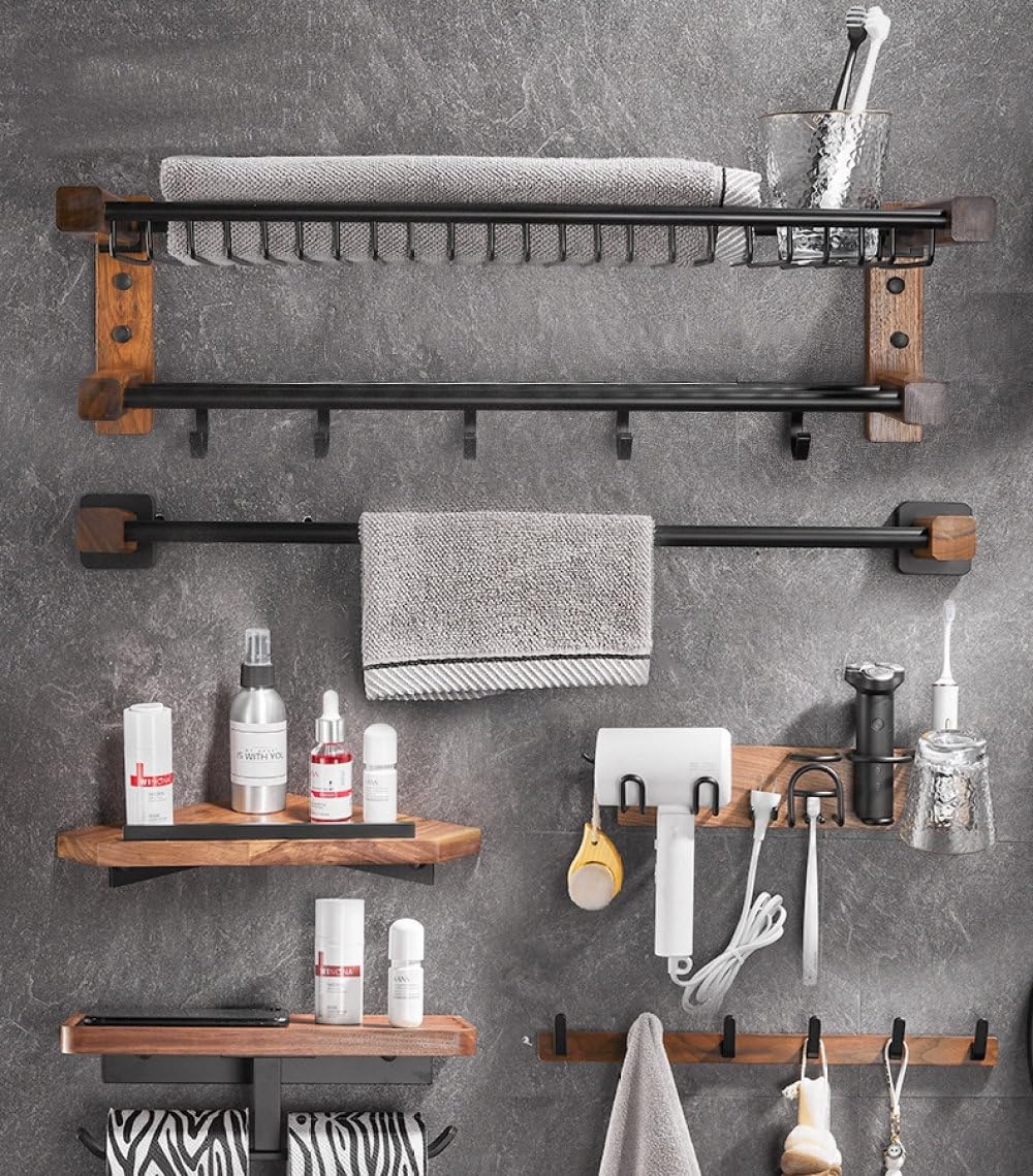 Walnut Bathroom Hardware Pendant Towel bar Towel Ring Paper Holder Shelf for Selection,Toilet Brush Holder