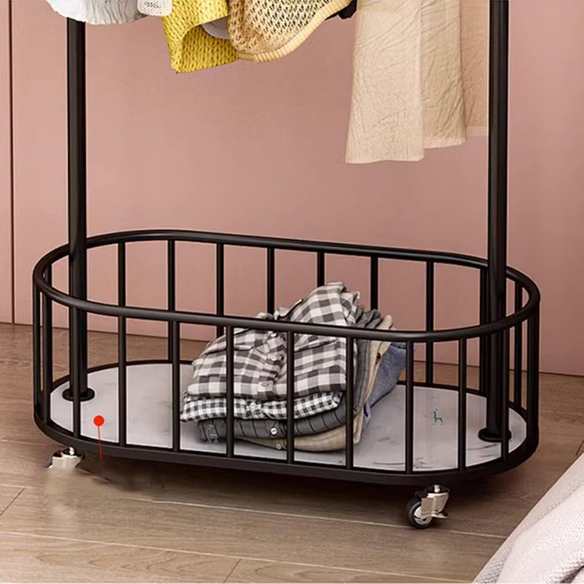 Adjustable Garment Rack Clothes Hat Rack Hanging Clothes Rack with Wheels Removable Flooring Clothes Hat Rack Home Living Room Bedroom Storage Modern Simple Clothes Hat Rack Standing Hanger ( Color :