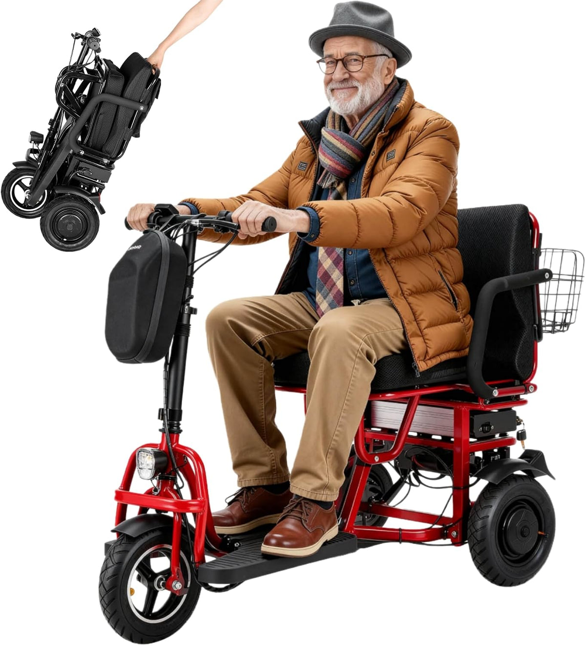 3 Wheel Mobility Scooter for Seniors Adults, 700W 48V10AH Lithium 300 lbs Electric Mobility Scooters Foldable, Travel Folding Scooters Lightweight, Collapsible Handicap Elderly Scooter