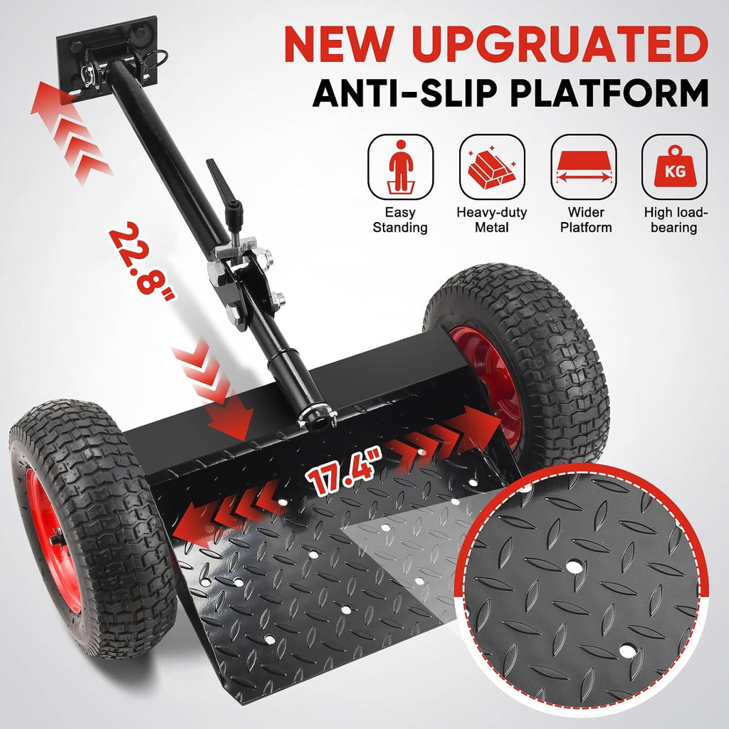 GADFISH Lawn Mower Wheels Sulky, Walk Behind Mower-Sulky, Lawn Trailer with 13' Tires for Mower, Easy Forward & Reverse Lawn Mower Trailer, Black & Red