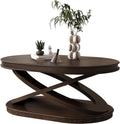 Vintage 2-Tier Oval Coffee Table 44-Inch Living Room Center Table Accent Furniture for Home Office, Easy Assembly & Durable, Espresso