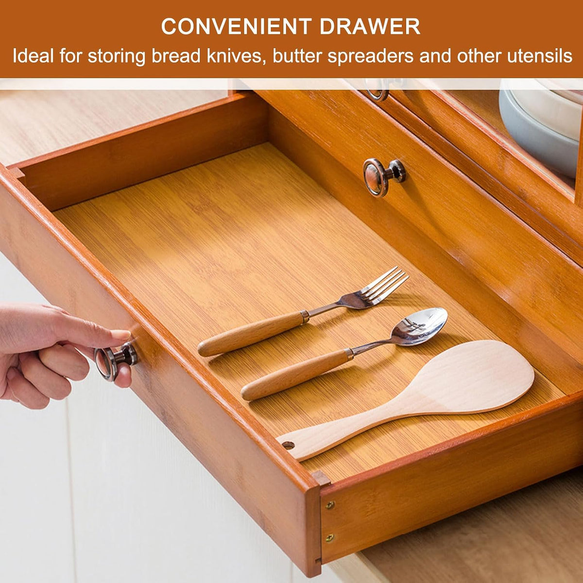 Storage Cabinet for Kitchen, Countertop Small Bamboo Kitchen Pantry Sideboard, with Flip-Top Door and Drawer, Use for Spice Seasoning Bottles, Cups Storage Cabinet,42×52cm/16.5×20in