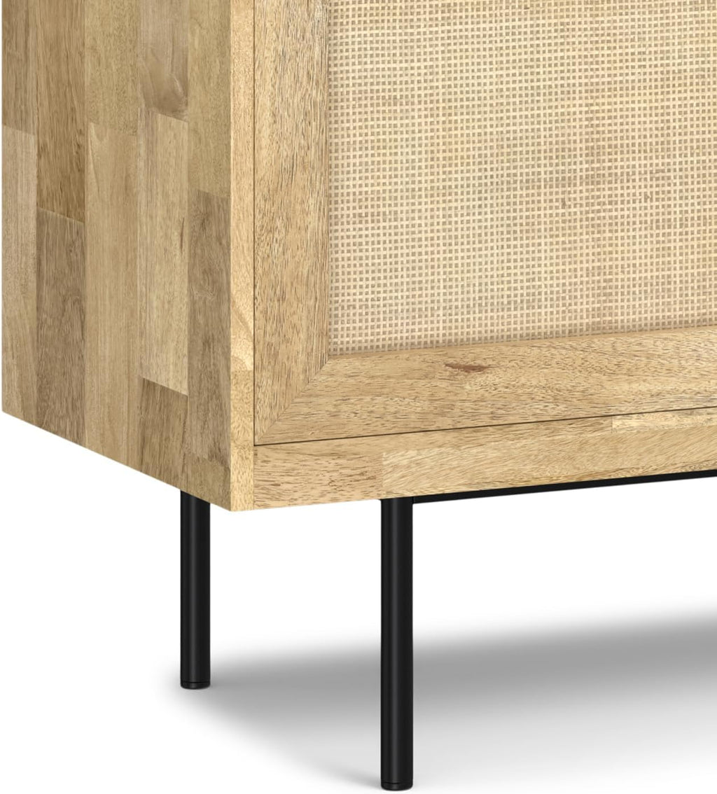 SIMPLIHOME Reeves 57 inch x 18 inch Rectangle Contemporary Modern Sideboard Buffet in Natural for The Dining Room and Kitchen