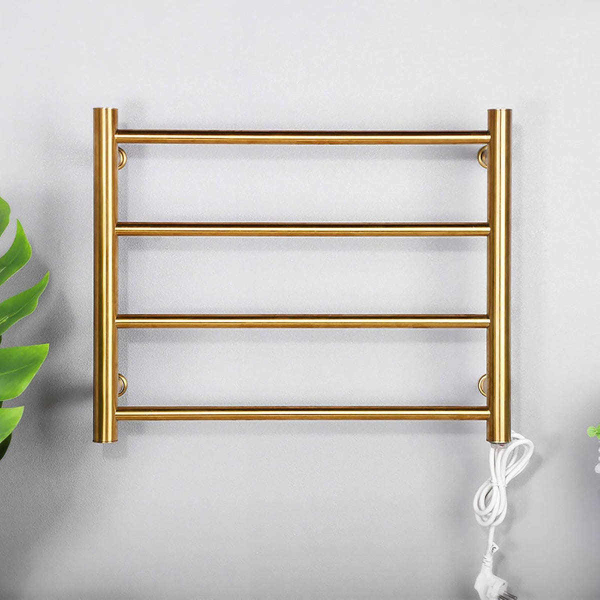 Towel Warmer,Electric Towel Rack with 4 Round Bars 304 Stainless Steel Heated Towel Bar Electric Drying Rack Wall Mounted Bath Towel Dryer (Hardwired)