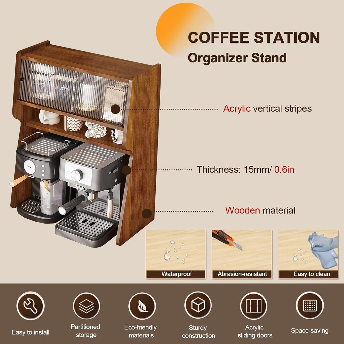 4-Tier Corner Shelf Rack, Large Kitchen Countertop Organizer, Coffee Mug Display Stand, Counter Storage Cabinet, Coffee Bar Organizer Shelf for Home, Office