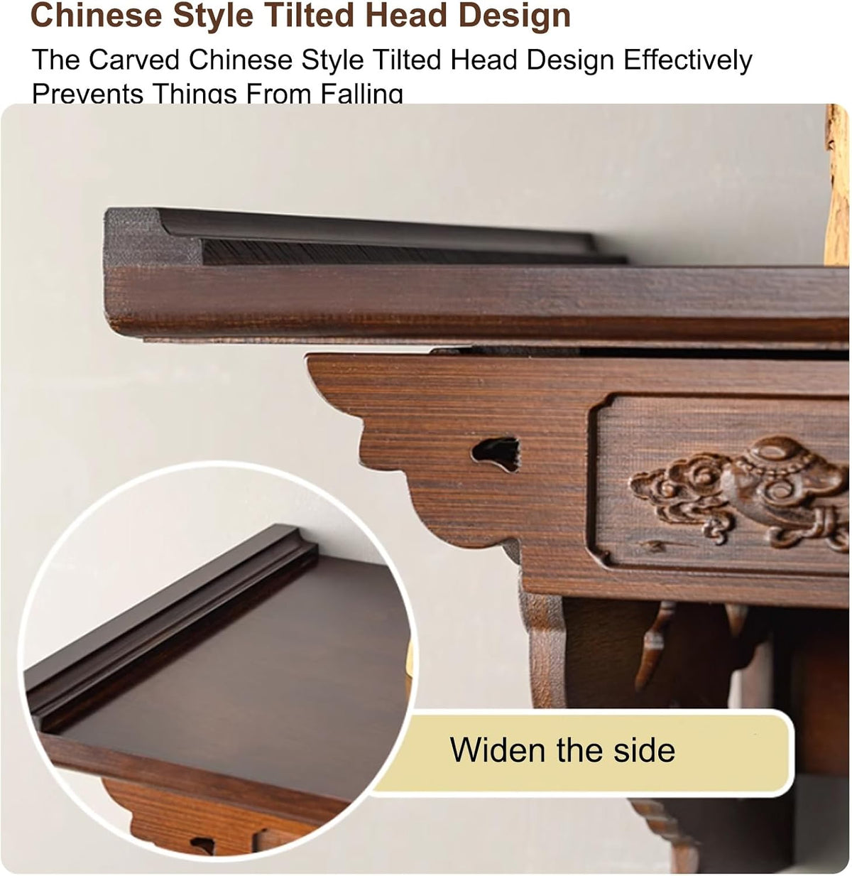 Wall-Mounted Buddha Altar Shelf, Wooden Altar Table, Temple Buddha Shrine, Meditation Table, Chinese Fengshui Statue Display Shelf, for Living Rooms, Shrines, Temples(50x30x20cm/19.7x11.8x7.9in)