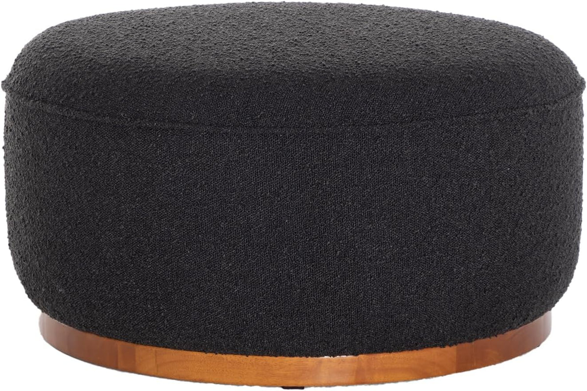 Round Ottoman Coffee Table 30' Premium Fabric upholstered Coffee Table with high Density Foam and Solid Wood Frame, Stylish and Practical Living Room Furniture, Black
