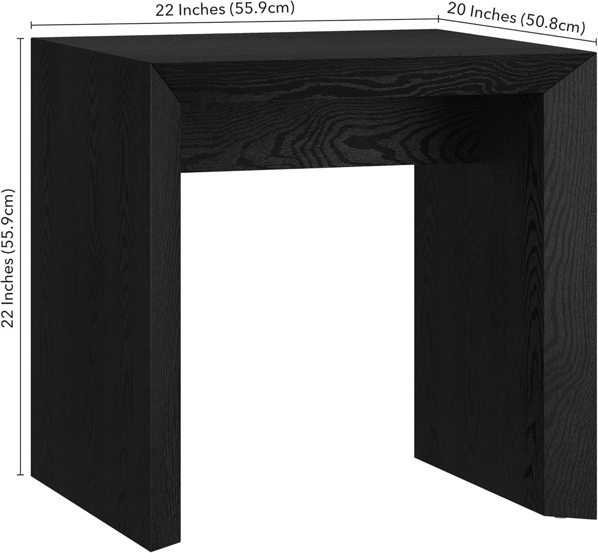 Henn&Hart 22' Modern Square End Table, Side Table, Nightstand for Living Room, Office, Family Room, or Bedroom, Natural Black