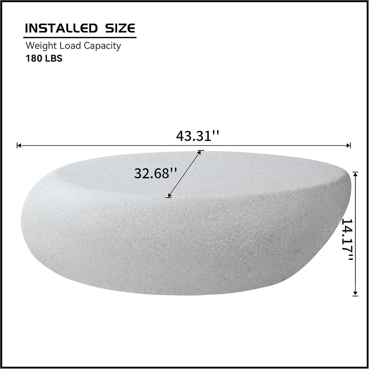 LKTART Oval Minimalist Coffee Table for Living Room Contemporary Simple Fiberglass Table, Modern Matte Stone Coffee Table for Apartment, No Assembly (Beige, 43.31 Inch)