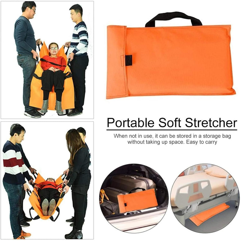 Portable Stretcher, 8 Handles Soft Folding First Aid Stretcher, Waterproof Soft Stretcher, for Hospital Sports Venues Ambulance, Medical Stretcher Disability,Orange