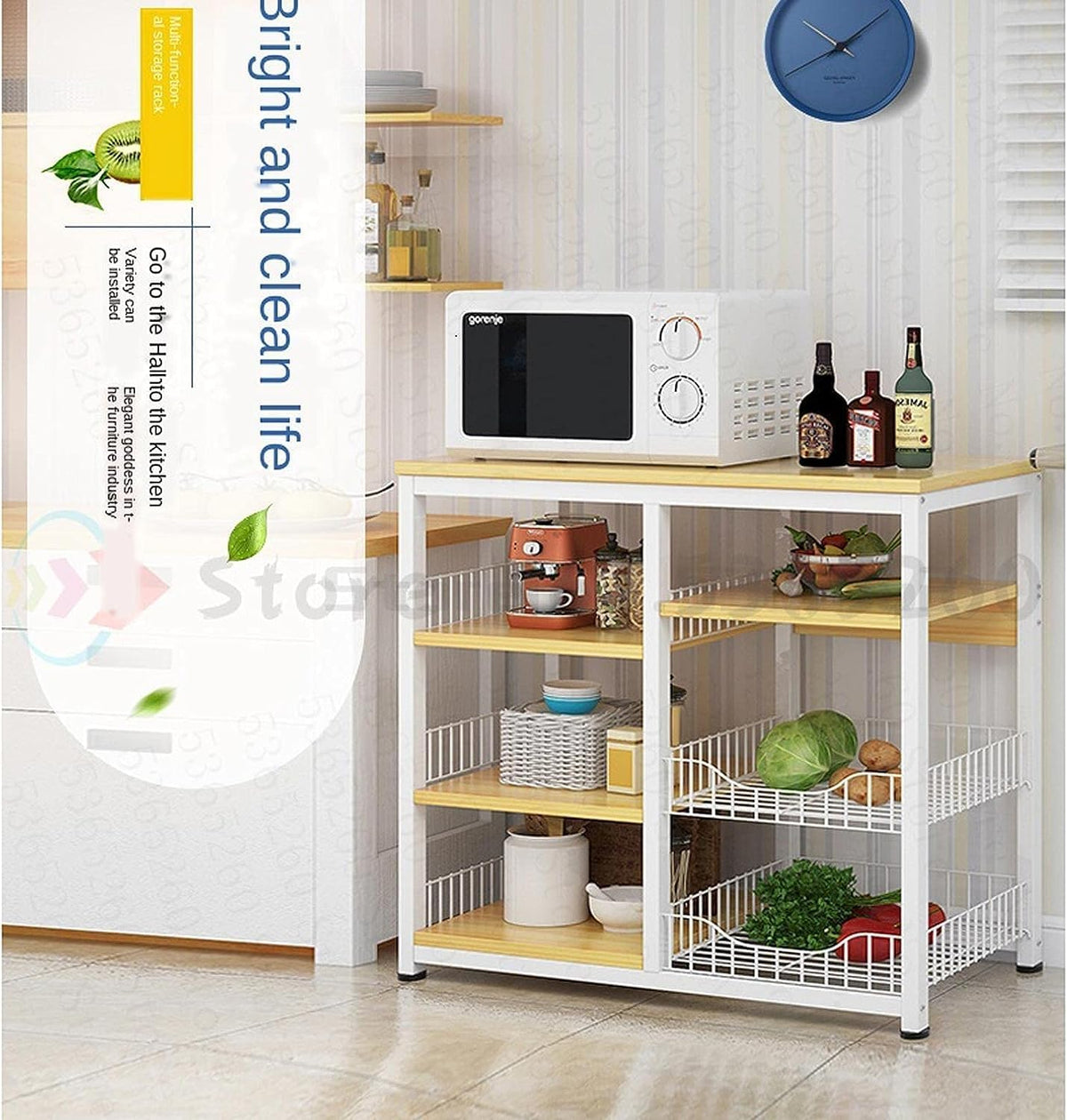 Microwave Stand 4 Tier Microwave Oven Rack Kitchen Shelf Landing Stand Houme Condiment Multipurpose Shelves Storage