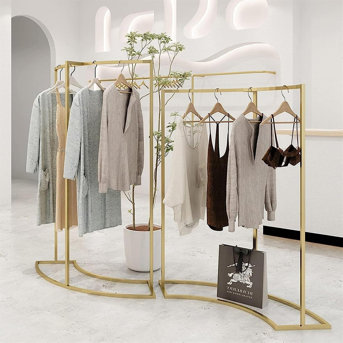 NevStp Clothes Hat Rack Metal Floor-Standing Hanger Set Clothing Store Boutique Showroom Display Racks Super Easy to Assemble Heavy Duty Rustproof Multifunctional Storage Shelf Hangers