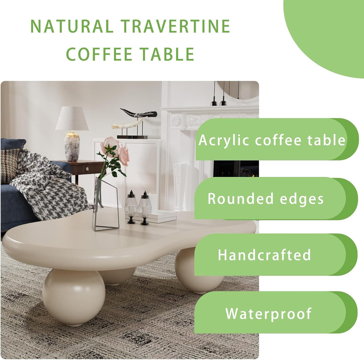 Cloud Coffee Table, Cute Irregular Coffee/Tea Table with Large Tabletop, Accent Cocktail Table, Cloud Shape Modern Coffee Table for Living Room, Office, Home Dec (D White 46.06in)