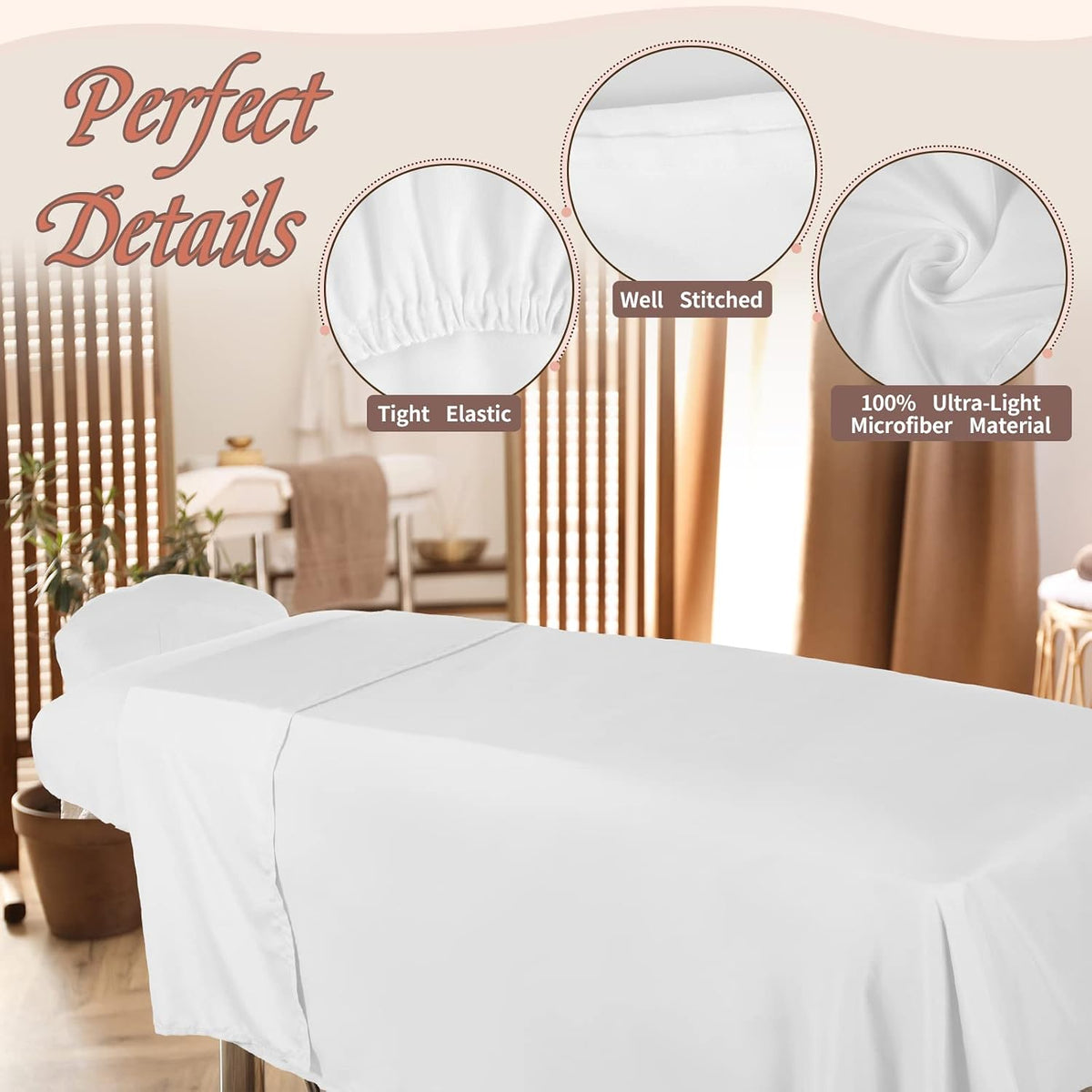 Oudain 12 Sets Soft Microfiber Massage Table Sheets Set Bulk 3 Piece Set Includes Massage Table Cover, Massage Fitted Sheet, and Massage Face Rest Cover (White)