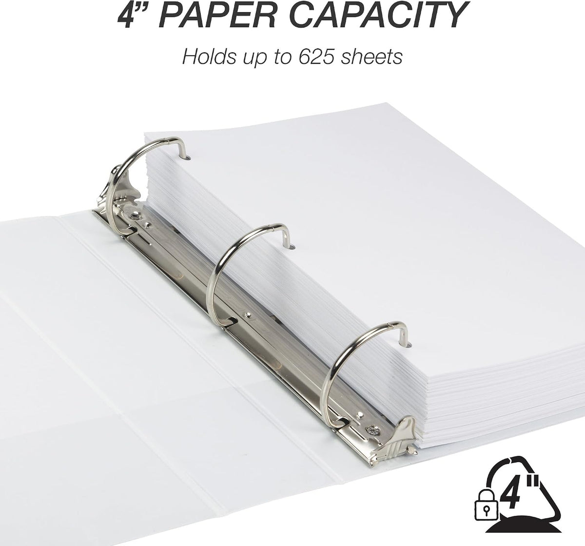 Samsill Durable 4 inch 3 Ring Binder, D Ring Binder, 100% Recycled Chipboard, White, Pallet of 216 Binders in 36 Cartons