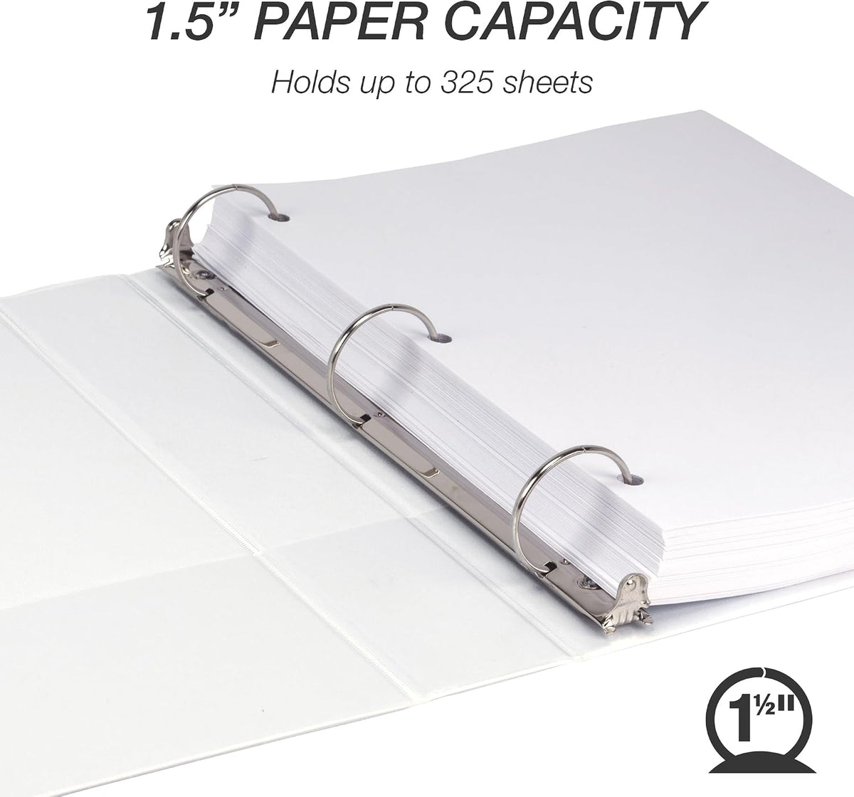 Samsill Economy 1.5 Inch 3 Ring Binder Bulk Pallet, Round Ring Binder, Customizable Clear View Cover, White, Pallet of 720 Binders in 60 Cartons