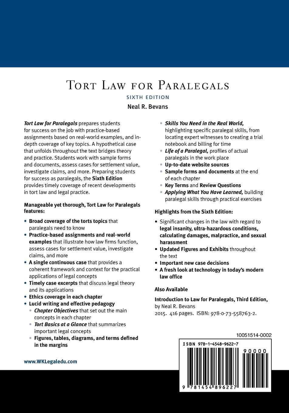 Tort Law for Paralegals (Aspen Paralegal Series)