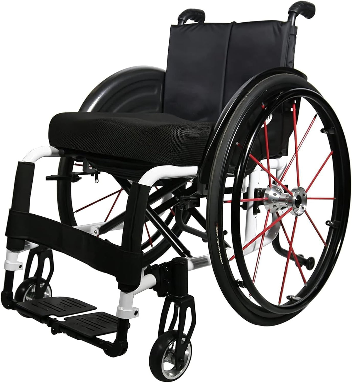 Folding Sports Wheelchair,Adult Lightweight Wheelchair,Aluminum Alloy Wheelchair,Outdoor All Terrain Wheelchair,Sports Folding Transport Wheelchair,Manual Wheelchair,Prevent Rear Tilt(White,38cm/15in)