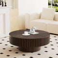 Round Handcraft Fluted Coffee Table with Sturdy Stable Pedestal Modern Luxury Drum Center Table Circle Accent Base Center Tables for Living Room Apartment (K)