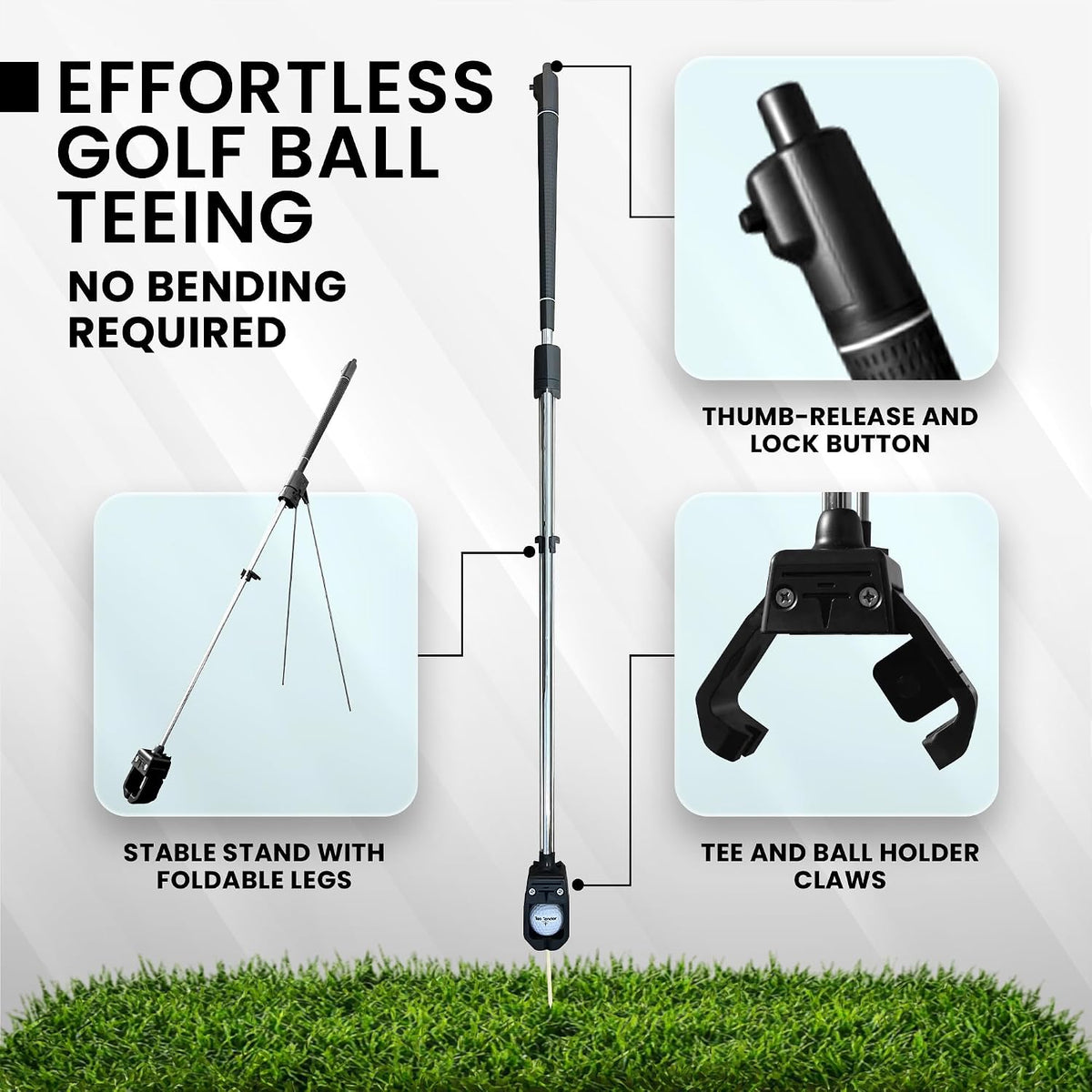 Premier Martini Tee Adaptive Golf Ball Teeing Device for All Golfers – Senior & Adaptive Golf Aid for Effortless Tee Placement and Improved Accessibility Golf Ball Retriever