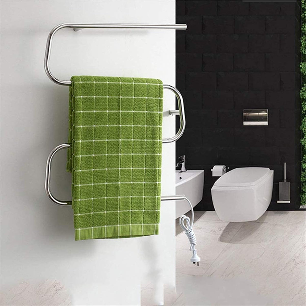 MUSUMI Towel Warmer, Electric Towel Warmer, Bathroom Drying Rack, Stainless Steel Bathroom Towel Rack Towel Bar,Bath Towel Dryer, Easy to Use
