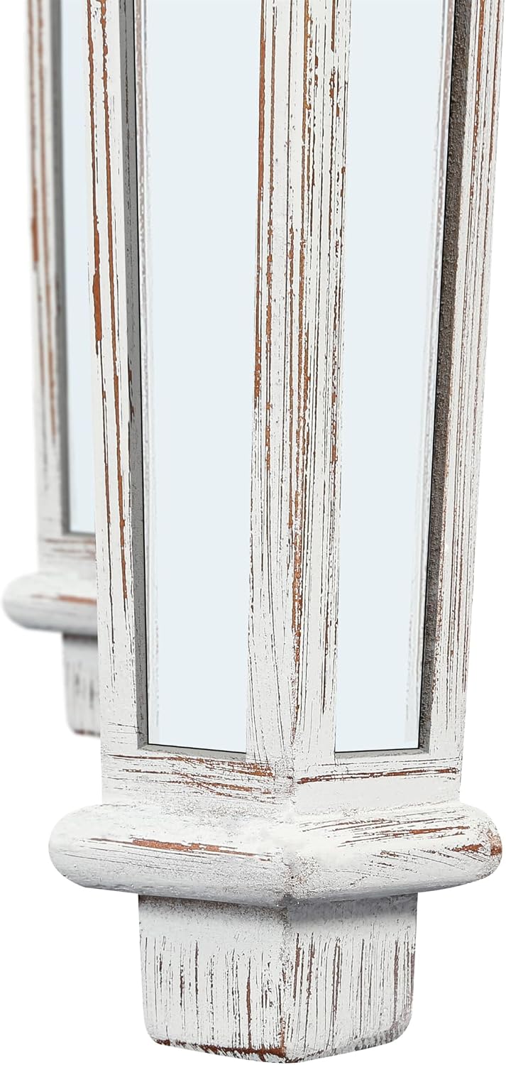 Modern Mirrored Coffee Table for Living Room Luxury Cocktail Center Table with Silver Mirror Finish Rectangular Small Coffee Table with Vintage Natural Carved Frame and Legs