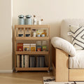 100% Solid Oak Art Storage Cart, 4-Tier Rolling Utility Cart with Wheels, Multifunctional Storage Trolley Shelving Unit on Wheels for Living Room Kitchen(Natural, 7.87' x 23.62' x 31.89')