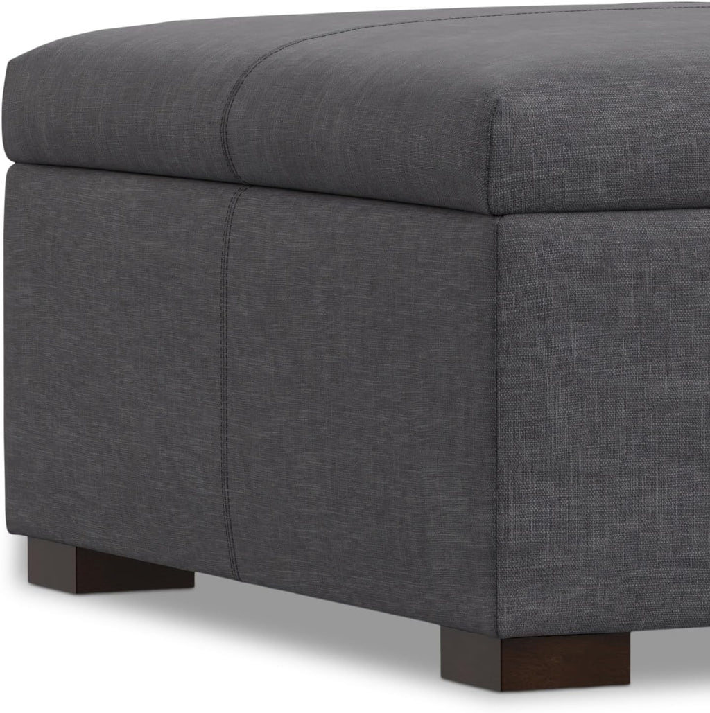 SIMPLIHOME Gabbie 36' WD Contemporary Square Coffee Table Storage Ottoman in Slate Gray