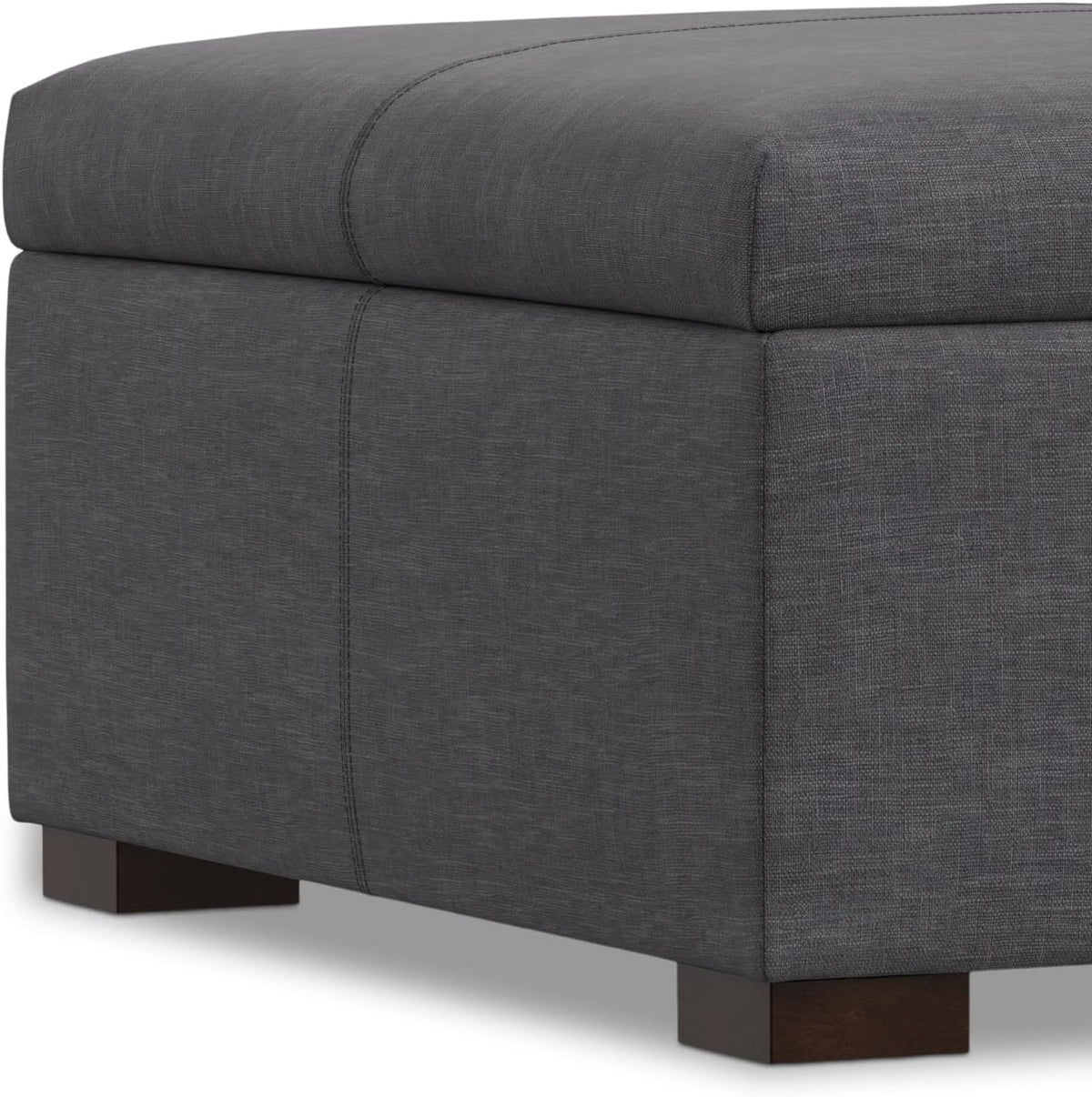 SIMPLIHOME Gabbie 36' WD Contemporary Square Coffee Table Storage Ottoman in Slate Gray