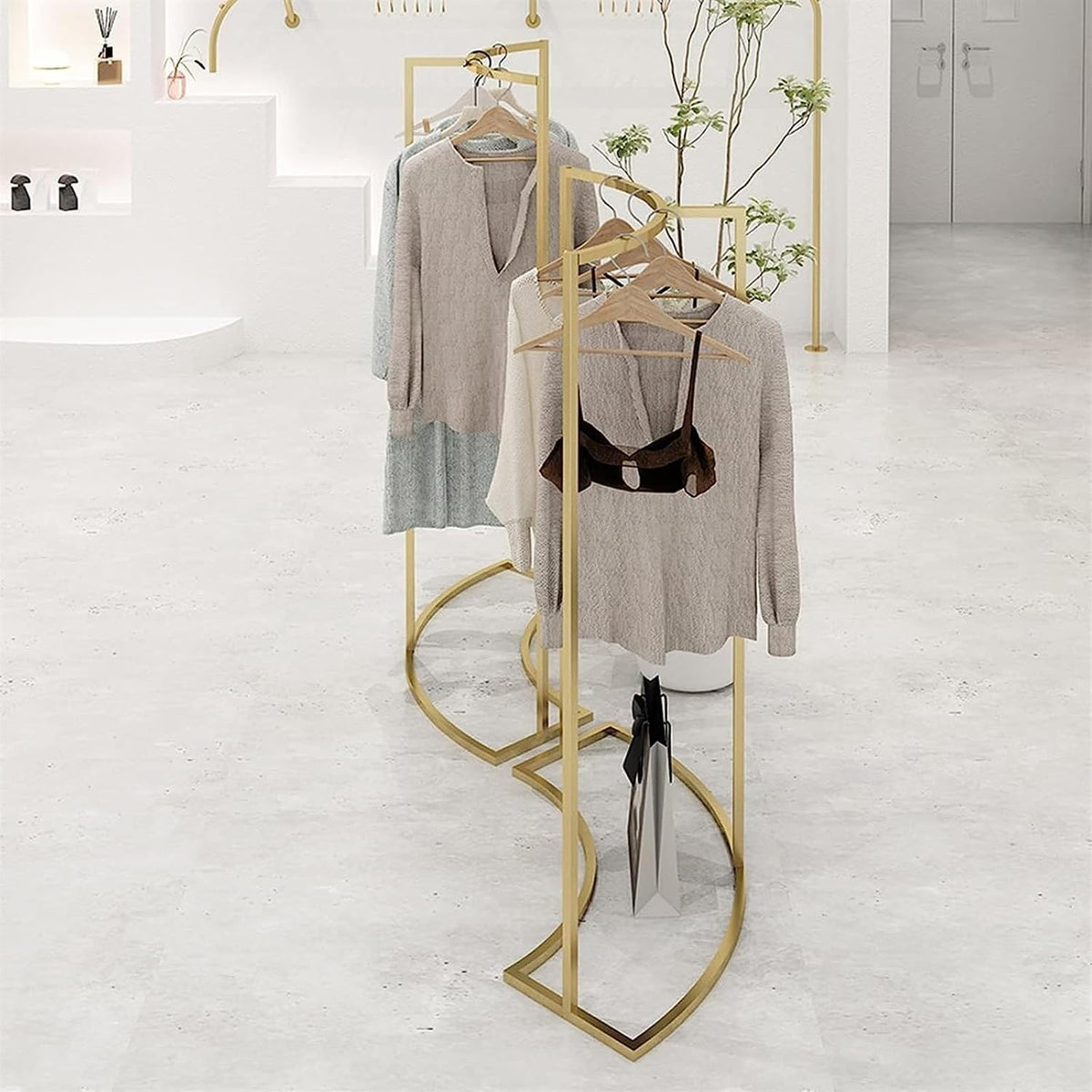 NevStp Clothes Hat Rack Metal Floor-Standing Hanger Set Clothing Store Boutique Showroom Display Racks Super Easy to Assemble Heavy Duty Rustproof Multifunctional Storage Shelf Hangers