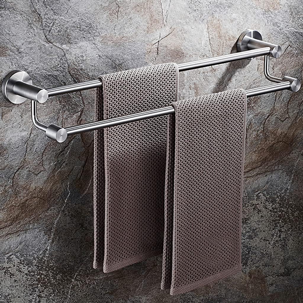 304 Stainless Steel Double Bath Towel Bar Brushed for Bathroom, Towel Rod Rack Holder Rail Round Wall Mounted Wall Mounted for Bedroom, Kitchen, Living Room,Toilet 30cm