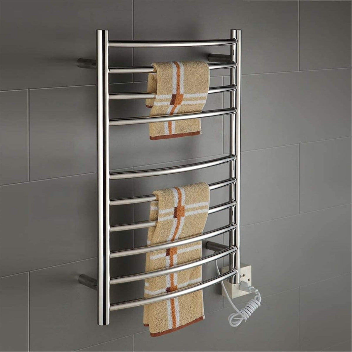 Towel Warmer,Electric Towel Warmer Rack Brushed Nickel 10 Heated Bars Towel Drying Rack Heated Ul Certificate,Bath Towel Dryer, Hardwired