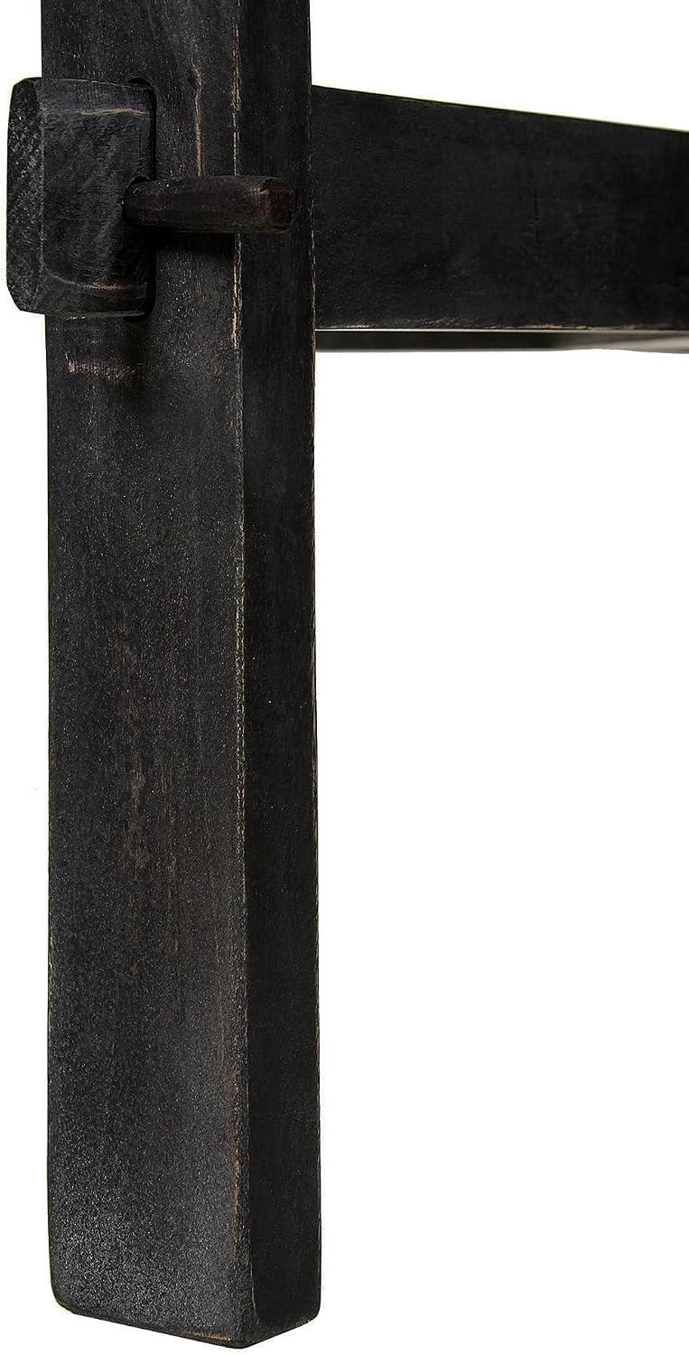East at Main Celeste Oval Coffee Table, Solid Acacia Wood, Rustic & Modern Design, Handcrafted Living Room Furniture, Distressed Black or Brown Finish, 22' D x 45' W x 18' H