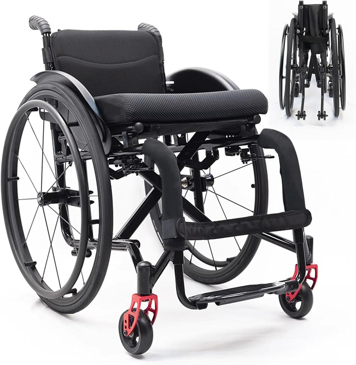 Light Wheelchair,Folding Wheelchair For Adults,Lightweight Foldable Wheelchair,Aluminum Alloy Wheelchair,Compact Wheelchair,Sports Folding Transport Wheelchair,All - Terrain Wheelchair(Size:42cm/16.5i