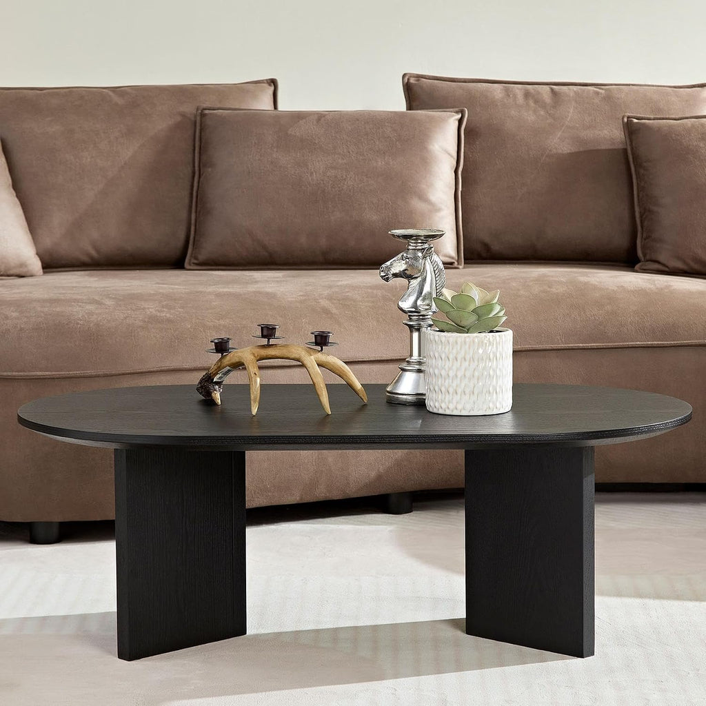 KEVINSPACE W39.37 Oval Coffee Table for Living Room Home ModernCoffeeTable with Design CoffeeTable Legs Wood Accent Center Table Mid Century Minimalist Tea Table Cocktail Table Office Black