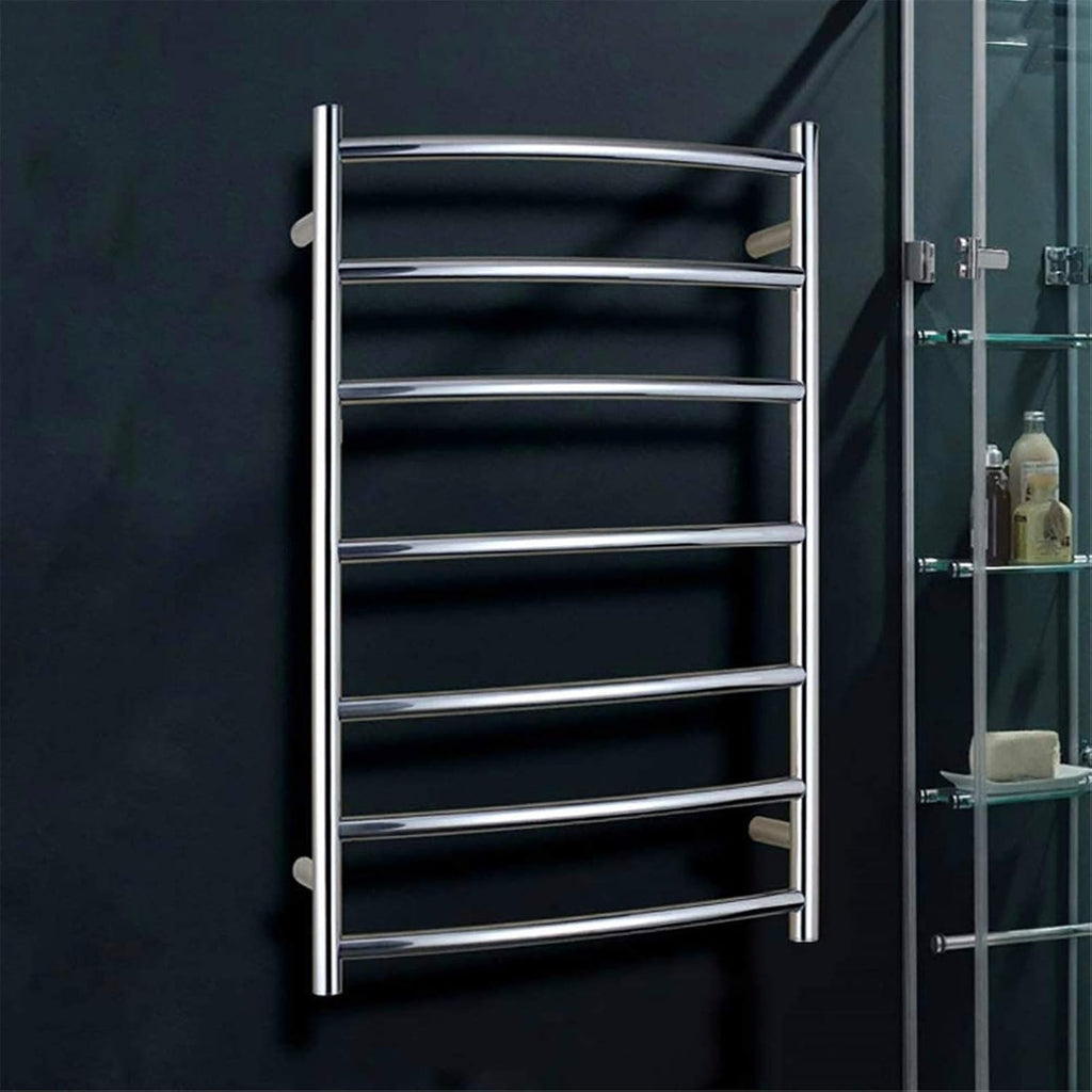 Towel Warmer, Electric Towel Warmer Rack Wall Mounted, Polish Chrome Heated Drying Rack with 7 Heated Bars Mirror,Bath Towel Dryer, Hardwi