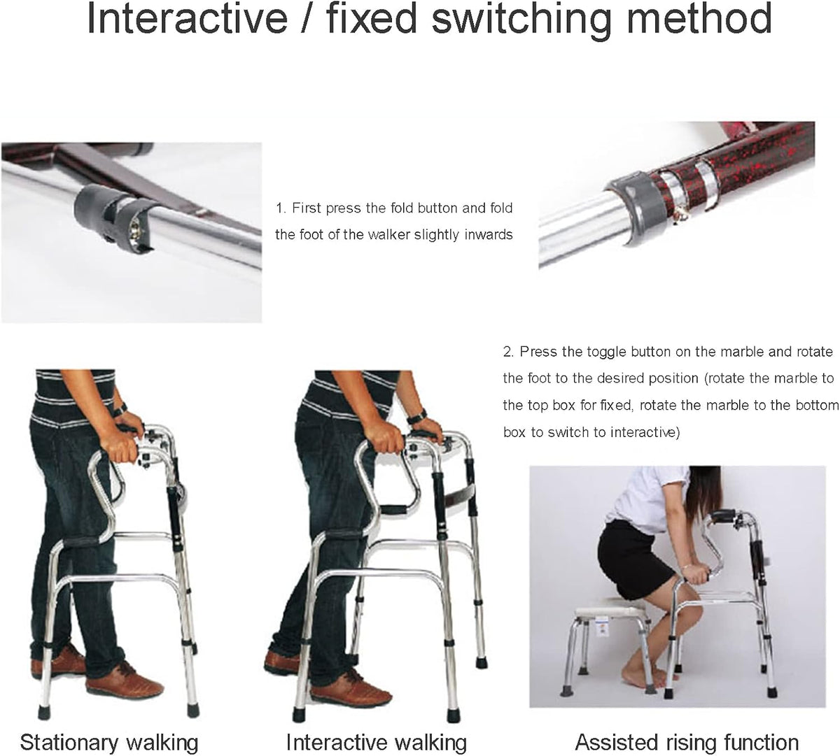for Seniors Lightweight for Seniors Rollator Walker for Elderly Adjustable Disability Aids Space Saver Walker (A-D