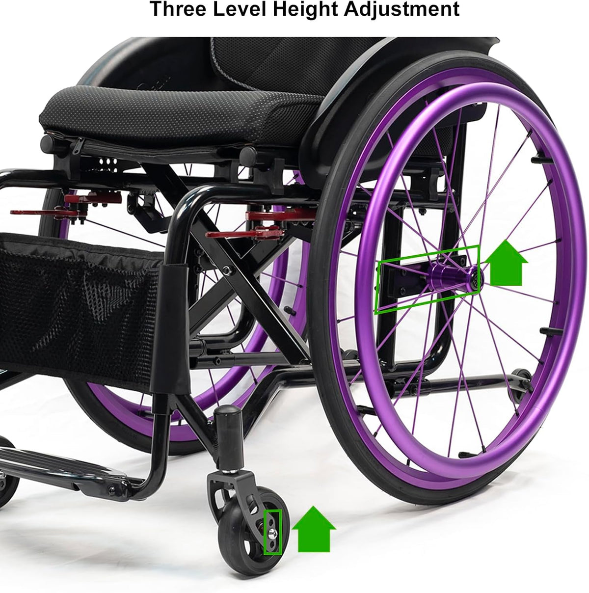 Lightweight Sport Wheelchair,Folding Transport Wheelchairs,Aluminum Alloy Wheelchair,Folding Wheelchair for Adults,Self-Propelled Wheelchairs,Park & Brake Anti Tipper(Purple,Seat Width 40cm/15.7in)
