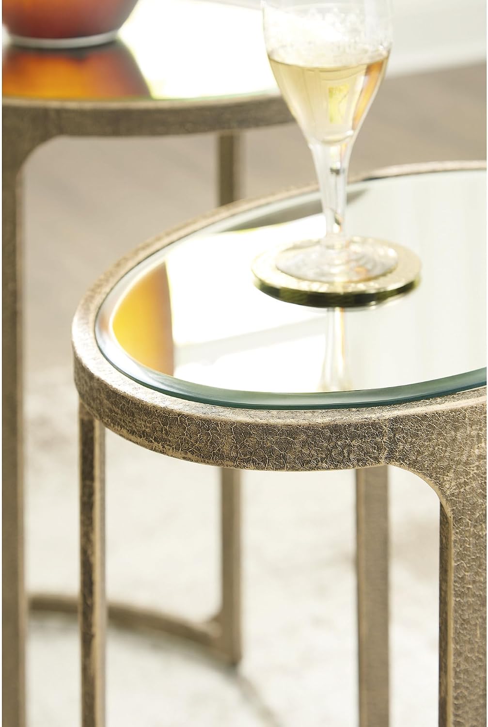Signature Design by Ashley Irmaleigh Classic Nesting Accent Table Set with Mirrored Tabletops, Set of 2, Metallic