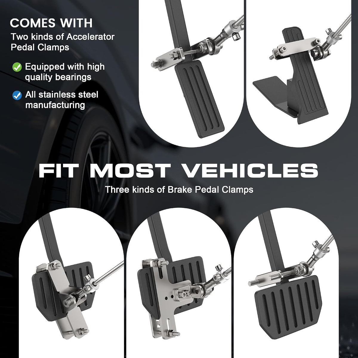Handicap Drivers Fixed Hand Controls Permanent Device, Driving Hand Controls Car Pedal Assist Controls, Push/Pull Driving aids - Hand Controls for Disabled Drivers