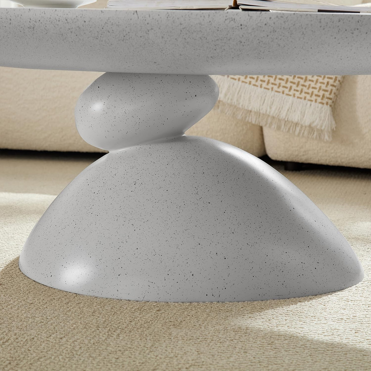 47.24' Mid-Century Modern Oval Coffee Table,Durable Fiberglass Center Table Accent Tea Table for Living Room,Apartment,Small Space,Easy Assembly (Gray)