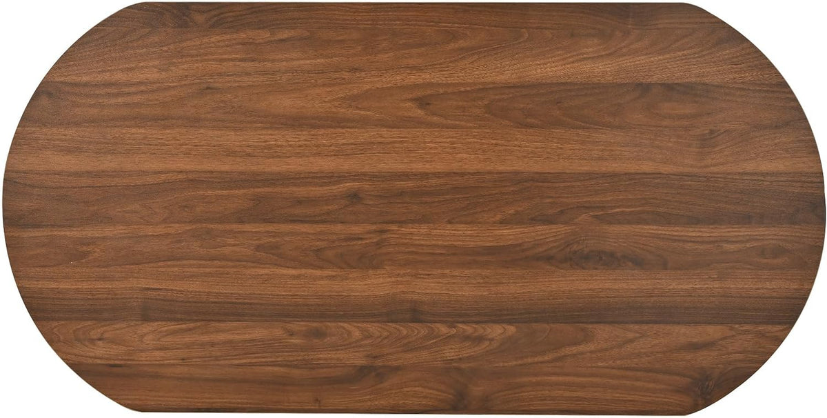 Lift Top Coffee Table with Storage Hidden Compartment, Partially Assembled Wooden Fluted Center Table, 47.2' Modern Oval Smart Lift Tabletop for Home Living Room Office-Brown